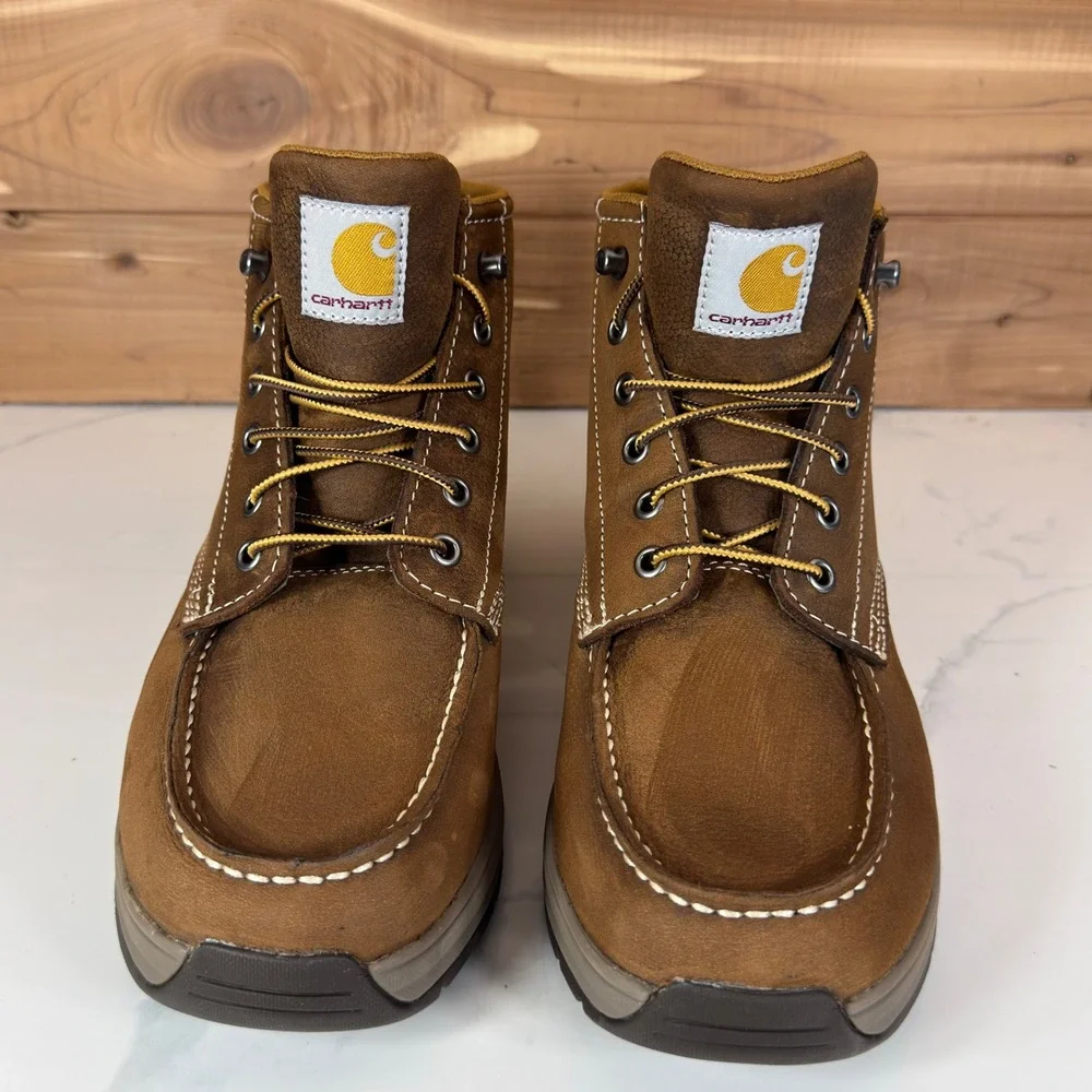 Carhartt Force 4-Inch Lightweight Wedge Work Boots Brown Leather Mens size 9